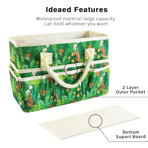Craft Organizer Tote Bag with Multiple Pockets,Scrapbooking Art Storage - color: Tropical Botanicals