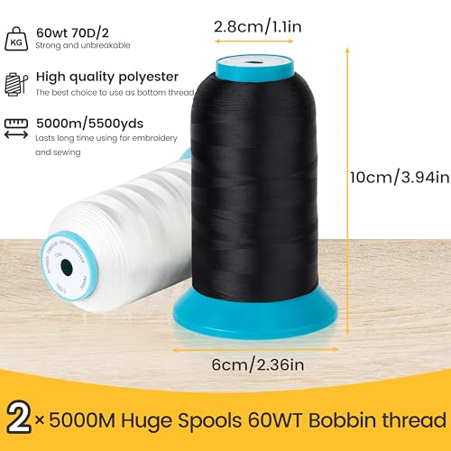 New brothread 2×5000M(5500Y) Huge Spools of Bobbin Thread- White&Black - color: BLACK+WHITE