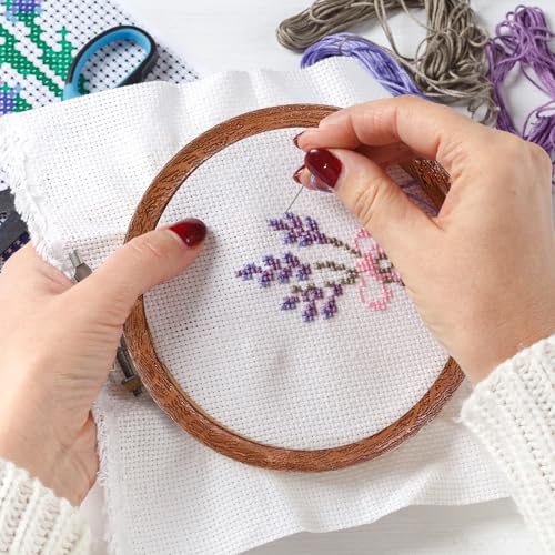 Oqqlin 12 Pcs Small Embroidery Hoop, 3 Inch Imitation Wood Embroidery Hoops Round Rubber Cross Stitch Hoop Ring for Sewing, DIY, Craft, Hanging Ornaments - size: 3 Inch