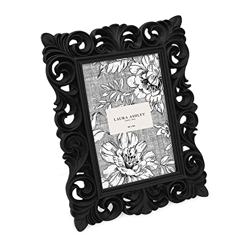 Laura Ashley 4x6 Black Vintage Inspired Resin Scroll Design Picture Frame - color: Black, size: 4x6