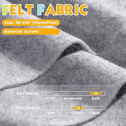 Heather Grey 36" X 36" Felt Fabric Sheet - 1.6mm Thickness - color: Heather Grey, size: 36" x 36"