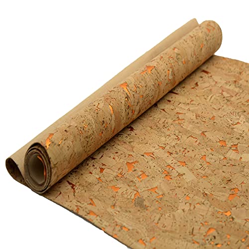 SorenCut Cork Fabric Roll 12.5 x 52 Inch – Mosaic Gold Embellished Cork Leather Fabric for Earrings, Bow Making, Bags, Wallets & DIY Sewing Projects – Vegan Leather Alternative Craft Sheet - color: Yellow 1947