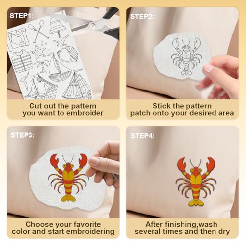 38Pcs Ocean Elements Water Soluble Hand Sewing Stabilizers