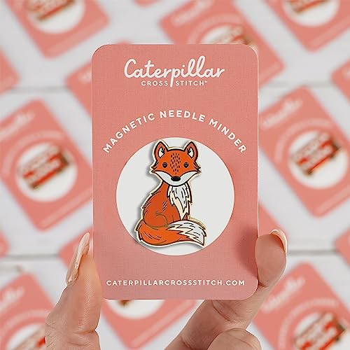 Fox Magnetic Needle Minder from Caterpillar Cross Stitch - for Cross Stitch, Sewing, Embroidery and Needlework Accessories, Enamel