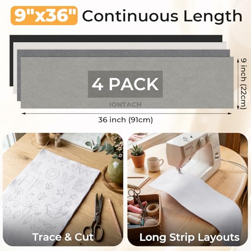 IONTACH 9" X 36" Soft Felt Sheets (4 Packs, Classic Neutral Series) - color: Classic Neutral Series