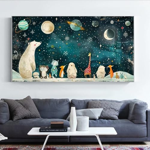 JATOK Diamond Painting Kit for Adults, Animals Starry Sky, 27.5 x 15.7 in - color: Maroon