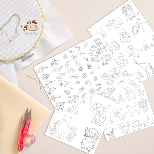 Water Soluble Embroidery Patterns, Stick and Stitch Paper for Sewing - style: highland cow 1250