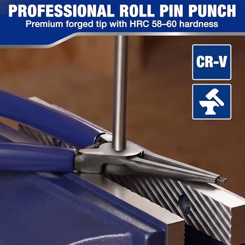 WORKPRO 9-Piece Roll Pin Punch Set with Tweezers, Punch Tool Set