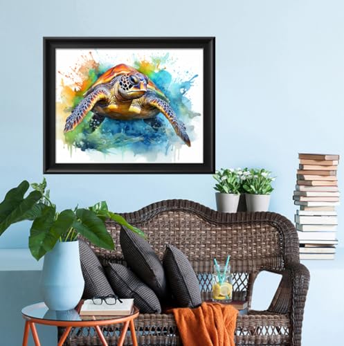 Leczany Cross Stitch Stamped Kit for Adults - Colored Turtle | DIY Embroidery Starter Patterns Craft Kit Needlepoint for Beginner | 11CT, 3 Strands | 16.5x13 inches - color: 11CT Stamped kits, Colored Turtle 16.5x13 inches