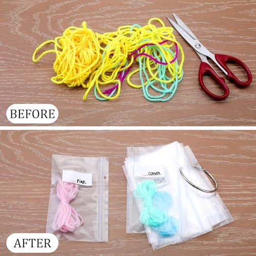 Floss Organizer Bags with 2 Inch Loose Leaf Binder Ring Clips for Index Cards, Embroidery Floss Storage Book Metal Rings for Thread Flash Cards(100 Pcs)