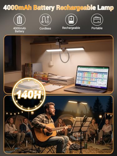 Clip on Light,100 LEDs+10 Brightness+5 Colors Foldable Music Stand Light