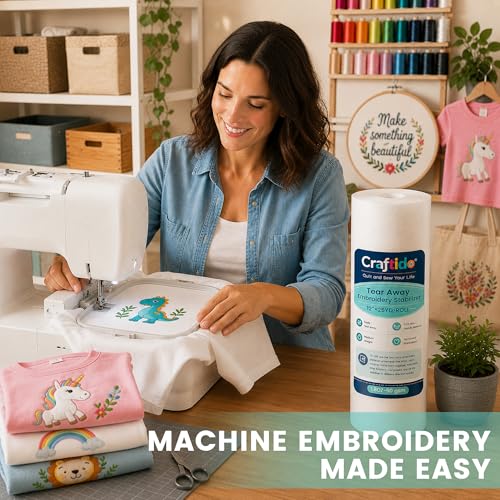 Craftido Tear Away Embroidery Stabilizer 12" x 50 Yd/Roll - size: 12" x 50 Yd/roll