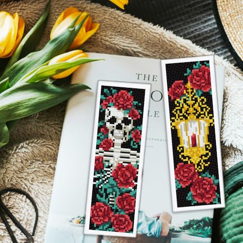 ORIGACH 6 Set Gothic Patterns Cross Stitch Bookmark Kit for Beginner - style: Gothic Patterns