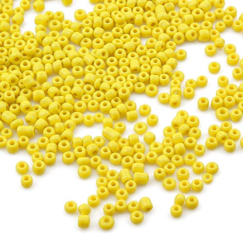 Perlin Glass Seed Beads 3mm 8/0 Round Mini Small Pony Beads 3300pcs for Making Earrings Bracelets Pendants Waist Jewelry DIY Handmade Opaque Color Kit (Yellow, 2,6 mm ~ 3 mm) - color: Yellow