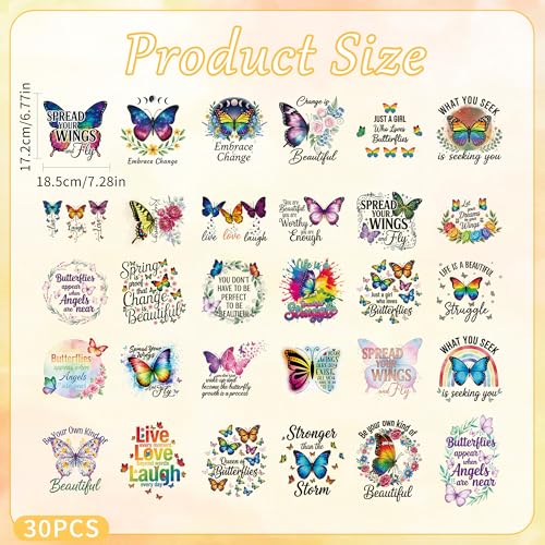 Butterfly DTF Transfers Ready to Press, Iron on Decals for T-Shirts - color: Butterfly078