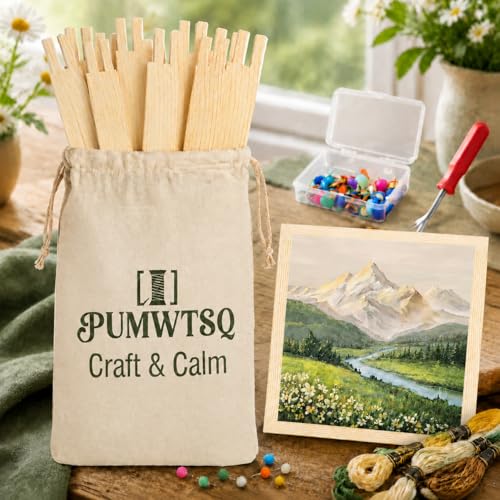PUWMTSQ Needlepoint Stretcher Bars Set with Linen Storage Bag — 6” 8” 10” 12” 14” Modular Frame Kit, Mini Embroidery Frame for Cross Stitch & Needlework, Includes Thumb Tacks & Tack Remover