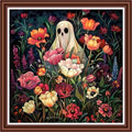 Dimensean Counted Cross Stitch Kit for Beginners, 11CT Unprinted Cross-Stitch Kit Easy Patterns Needlepoint Kit Cross Stitching Embroidery Kit Supplies-Ghost Flowers 18x18 inch - color: ColornNEW11