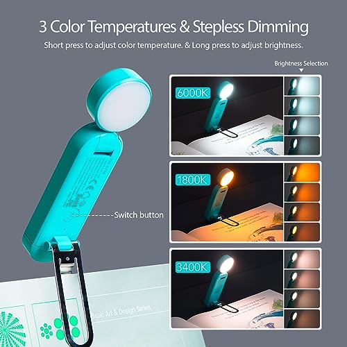VAVOFO USB Rechargeable Book Light, Bookmark Clip on LED Reading Light - color: Blue