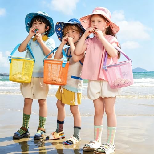 Large Capacity Shell Bags for Beach, 4Pcs Foldable Mesh Toy Storage Bag - size: 4P-SMALL