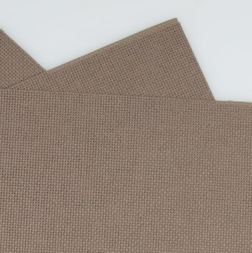 KCS 19" x 28"(48cmx72cm) 18CT Counted Cotton Aida Cloth Cross Stitch Fabric (Coffee) - color: Coffee