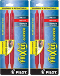 Pilot FriXion Clicker Erasable, Refillable & Retractable Gel Ink Pens, Fine Point, Red Ink, 4-Pack (31462) - color: Red Ink, size: 2 Count (Pack of 2), style: Fine Point