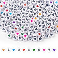 1000PCS Letter Beads, White Alphabet Beads and Colorful Heart Beads - color: W+heart