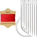 VONEEDL Upholstery Repair Kit: Waxed Sewing Thread (Red Color) & Heavy Duty Needles (11 PCS) for Leather, Canvas & Quilting Thread - color: Red
