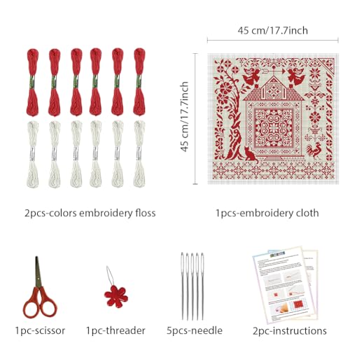 FREEBLOSS 11CT Cross Stitch Kits 18x18in Country House Theme