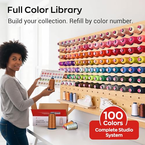 Poolin Embroidery Machine Thread Richword Selected 100 Colors 40WT (108D/2) Polyester Thread Kit Each Cone 4000M (4374Y) - color: 100 COLORS