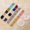 4mm Natural Mixed Materials Gemstones Beads and Brass Tiny Spacer Round Loose Beads Jewelry Making KIT with Thread and Needles 300PCS+300 PCS(12 Natural 3 Brass, 4mm) - color: 12 Natural 3 Brass, size: 4mm