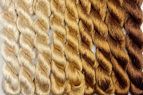 100% Mulberry Silk Embroidery Thread 9 Colors 22m Each (60) - color: 60