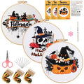 FEIYUENO 3 Pack Halloween Pumpkin Embroidery Kit for Beginner Adults - color: Halloween