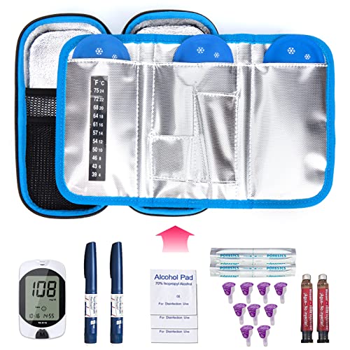 YOUSHARES Insulin Cooler Travel Case - EVA Protective Diabetic Medication Cooling Bag, Refrigerated Insulated Storage Kit for Insulin Pen and Diabetes Supplies with 3 TSA Approved Ice Packs - color: Y2_EVA blue
