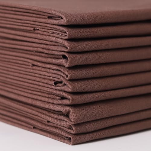 10 Pieces 18 x 21 Inches Cotton Fabric Precut Quilting Fabric Bundles Solid Colors Layer Cakes Quilt Material for DIY Craft Sewing Embroidery (Brown) - color: Brown