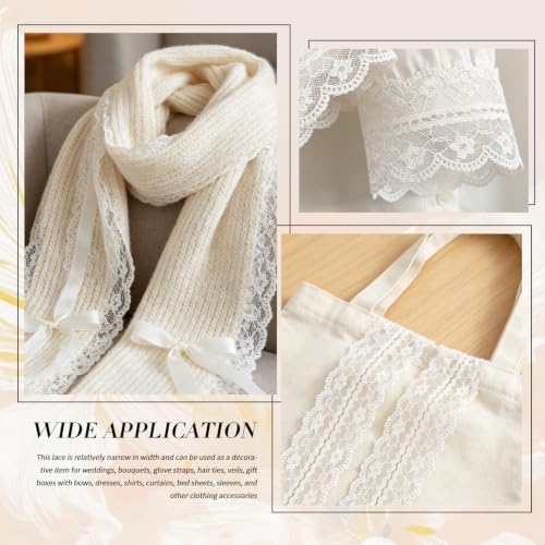 Lace Trim Ribbon, 10-Yard White Lace Ribbon, 1.73 Inch Width White Laces Trims Delicate Floral Pattern Ribbons for Crafts Sewing and Bridal Wedding Dress Applique Decorations - color: White039, Length: 10 Yard, Width: 1.7 inch