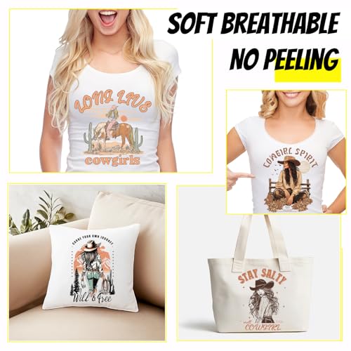 SUPERDANT 4PCS DTF Transfers Ready to Press Iron on Transfers for Clothing - style: Western Cowgirls