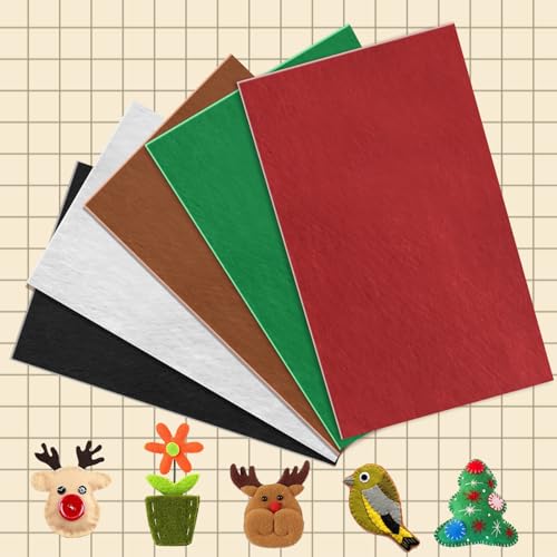 Bonsicoky Red Self Adhesive Felt Sheets, 10 Pack, A4 Size (8" x 12") - color: Red