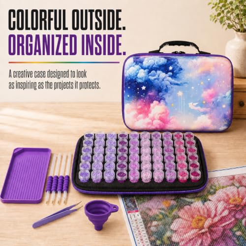MERATIA Diamond Art Storage Organizer, 60 Jars with Accessories - color: Celestial Journey-60 Slots