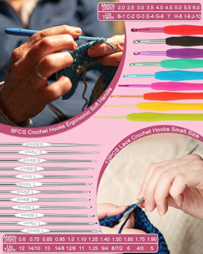 Coopay Crochet Kit for Beginner, Crochet Starter Kit with Portable Case - color: Double-Layer, Pink