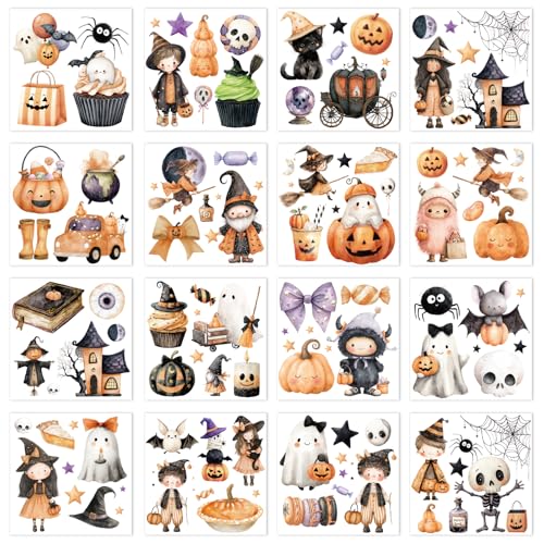 16 Pcs Halloween Rub on Transfers for Crafts 5.7 x 5.7 Inch - color: Cute Ghost