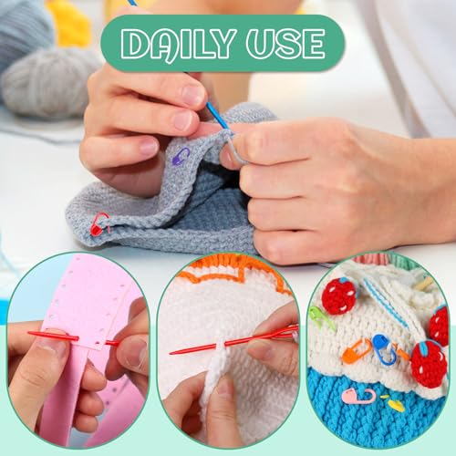 LUNARM 200Pcs Stitch Markers for Crocheting Crochet Stitch Markers Knitting - color: 200pcs + 6pcs Needles