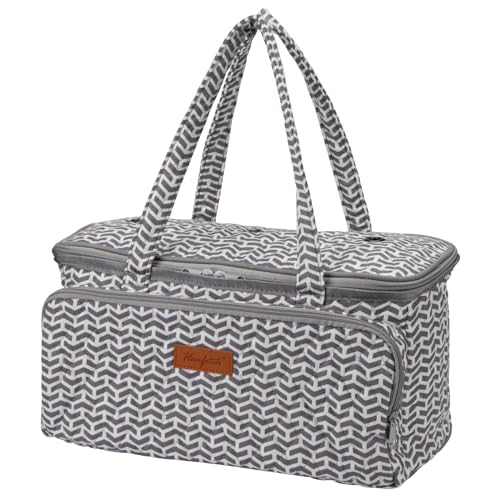 Yarn Bag-Yarn Storage Organizer with Grommets-Portable Crochet Bag for Yarn Skeins-Crochet Hooks-Knitting Needles -Other Accessories (Gray-Arrow) - color: Gray-Arrow