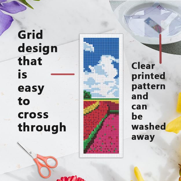INFUNLY 6pcs Natural Scenery Cross Stitch Bookmark Kits Mountain Embroidery Bookmark Kit with Instructions Lakes Sky Handmade Cross Stitch Set Pre-Printed Flowers DIY Bookmark-Kits for Book Lovers - style: Natural Scenery