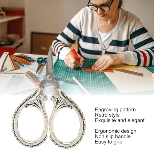 Stainless Steel Scissors Little Portable Vintage Embroidery Scissors for Sewing Crafts Artwork Cross Stitch Cutting Handmade DIY Tools(Silver bronze) - color: Silver Bronze