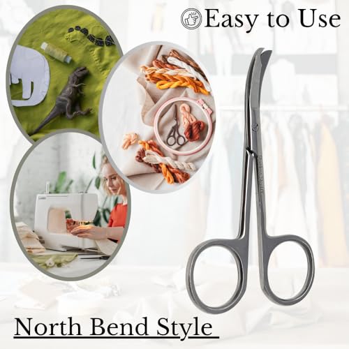 Small Scissors all Purpose, Sharp Mini Detail Craft Shears with Precision Angled One Hook Tip Design, Ideal for Thread Cutting, Sewing, Knitting, Embroidery, Stainless Steel Snips (Silver - 3.5") - color: Silver - 3.5"