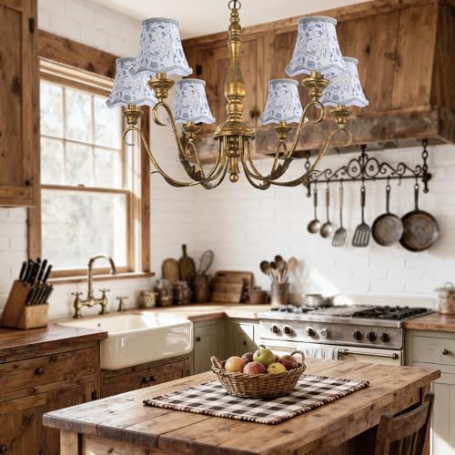 Fuloon Small Clip on Chandelier Lamp Shades, 6 Pack, Irises - color: Irises, size: 6 Pack