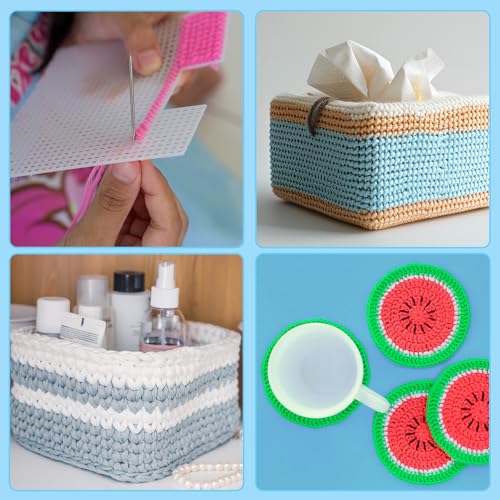 Caydo 2 Pieces 7 Count Plastic Mesh Canvas Sheets for Embroidery - color: Clear White - 2pcs