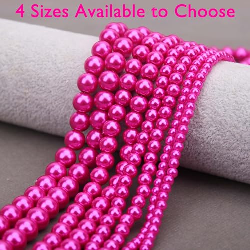 400PCs 4mm Rose Glass Pearl Beads Bulk, Round Smooth Hole Fake Pearls for Jewelry Making, DIY Bracelets, Necklaces, Bag Charms, Keychains and Craft Supplies - color: Pearl - Rose, size: 4MM