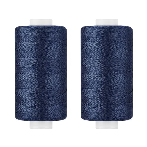 All Purpose Thread Polyester Navy Blue 400 Yards Spool 2 Pack - color: Navy Blue
