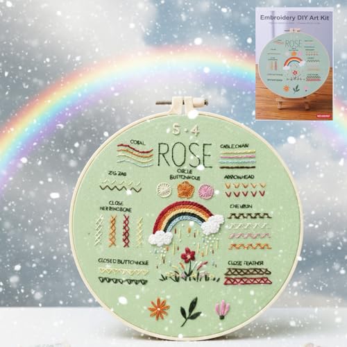 Nalexmi 3 Sets Christmas Embroidery Kits, Snowman, Santa, Jingle Bell (4, Colorful) - color: colorful